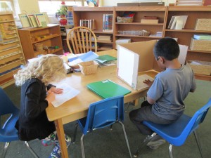 Elementary students working